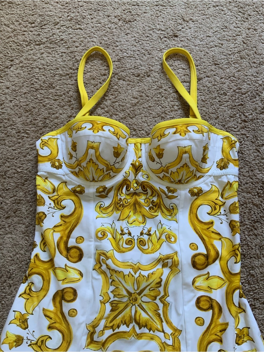 Dolce And Gabbana DG Gold Logo Majolica Printed Balconette One Piece Swim IT 1 - Picture 3 of 8